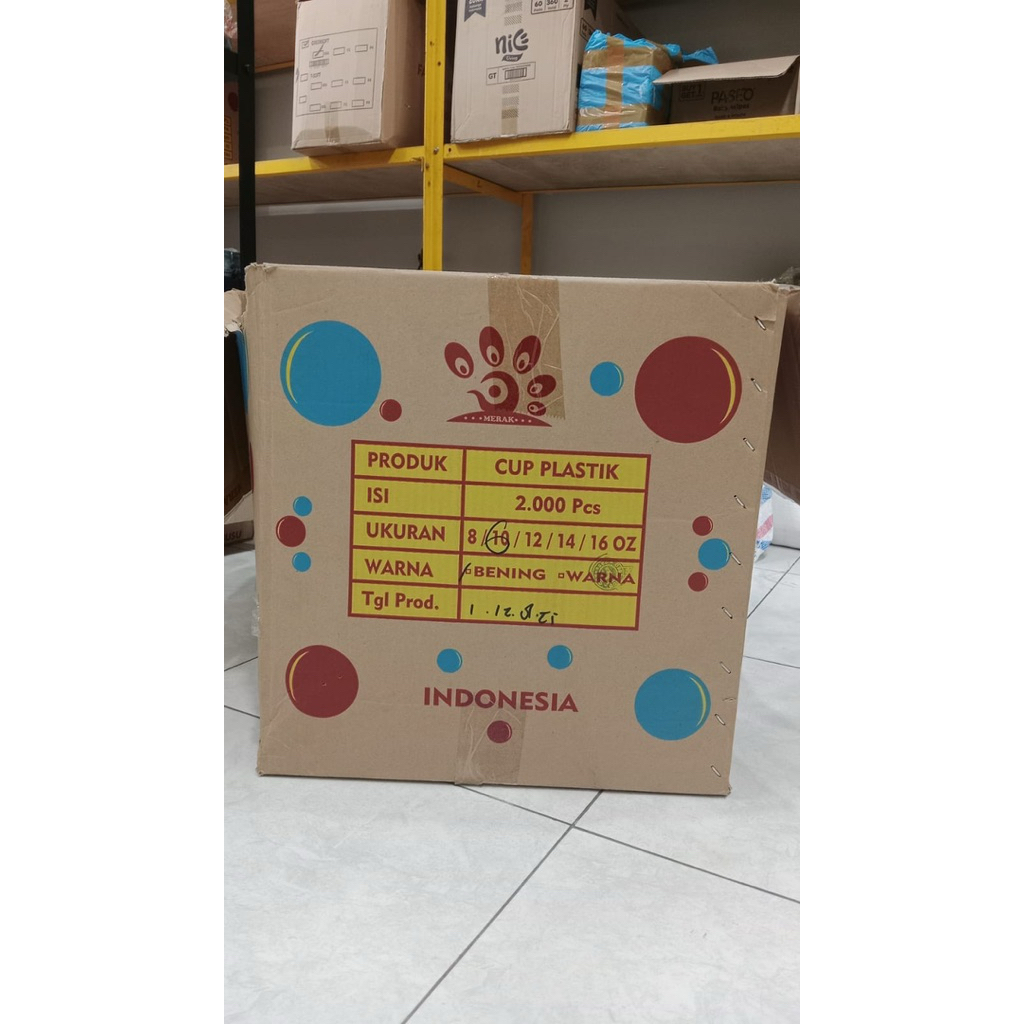 Gelas cup OZ plastik Merak ukuran 10 , 14 , 16 , 18 , 22 OZ karton