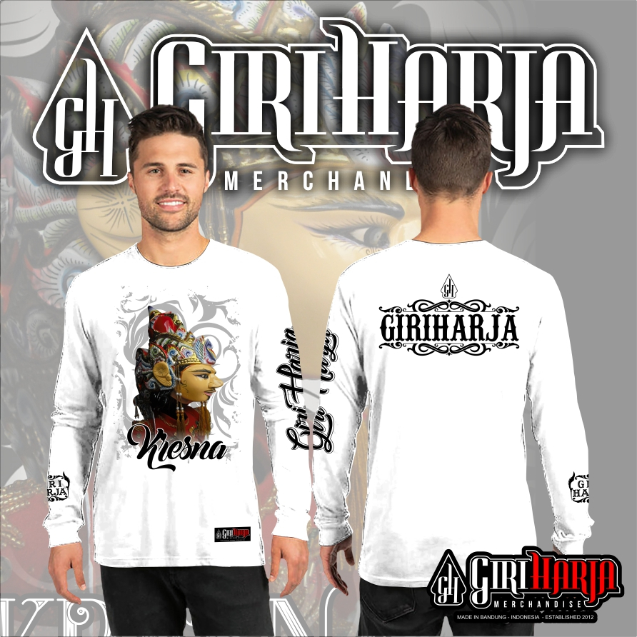 Kaos wayang golek Kresna / kaos Giri Harja / Kaos distro / kaos tangan panjang putih