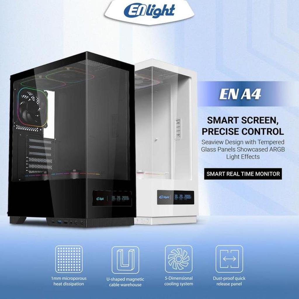 CASING ENLIGHT A4 LCD DISPLAY PC ATX HITAM/PUTIH