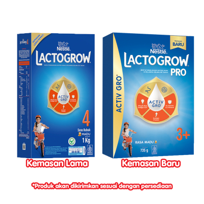 Lactogrow Pro+ 1+ dan 3+ Kemasan 1kg Rasa Vanila Dan Madu Bebas Sukrosa