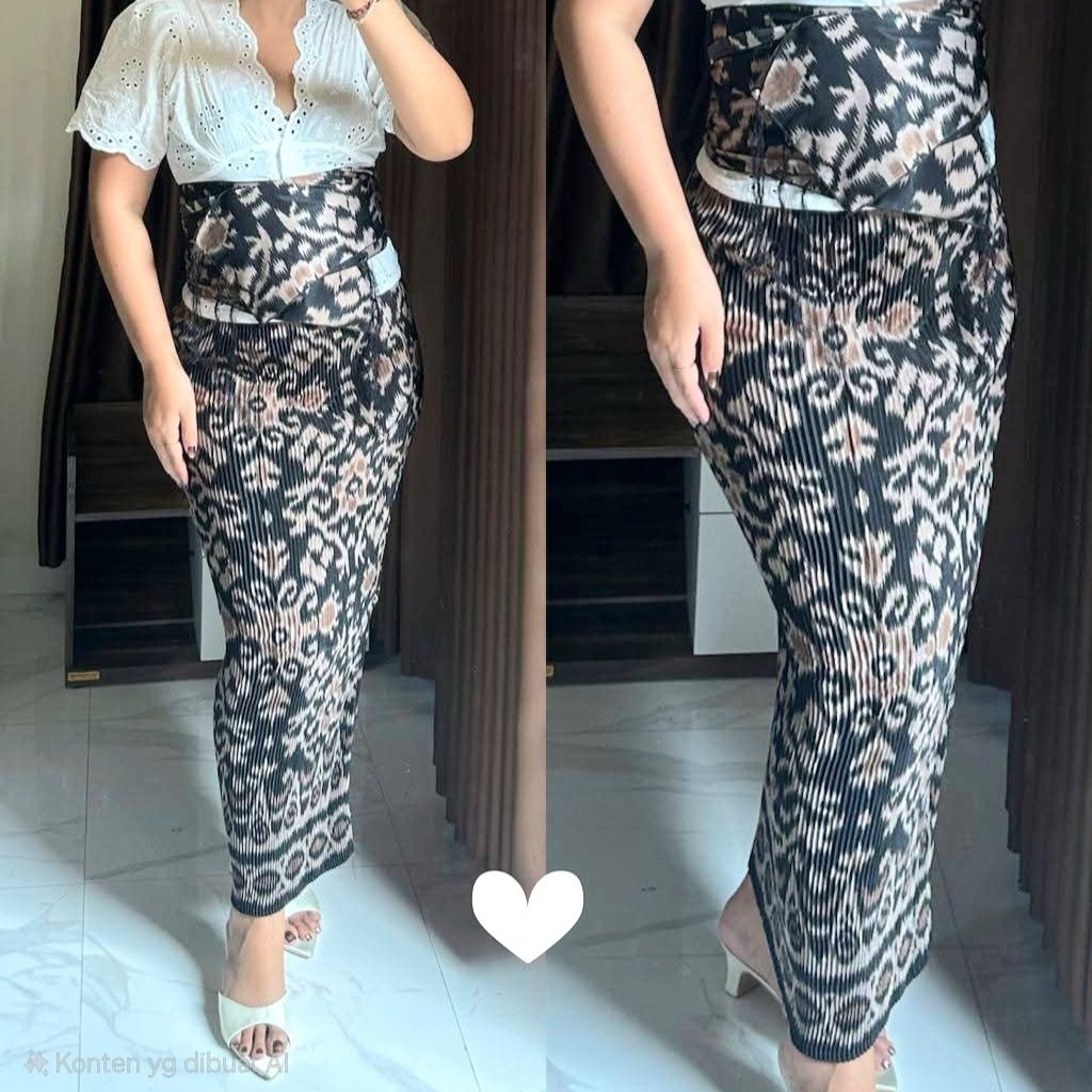 Kamen Jadi Plisket Set Selendang size XL XXL bawahan tradisional setelan kebaya wanita bali