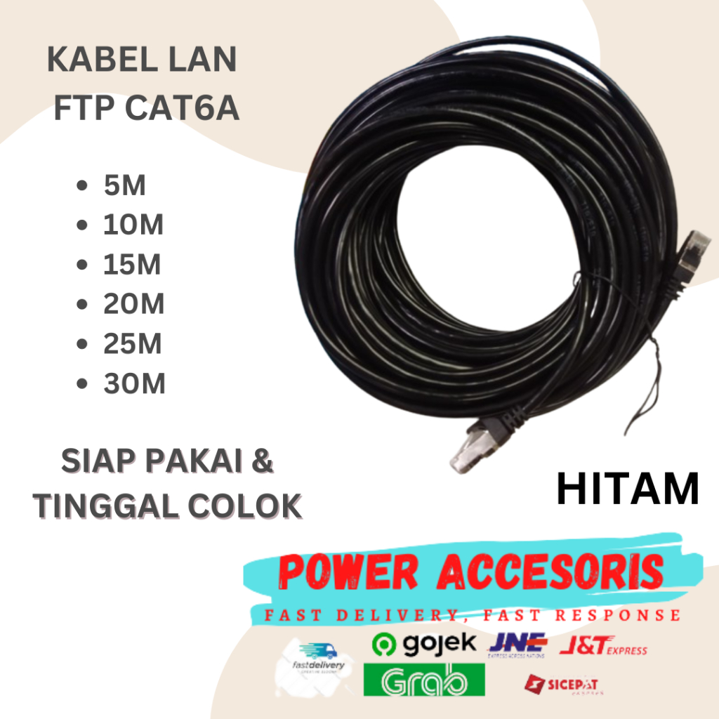 Kabel LAN OUTDOOR FTP CAT 6 Internet Jaringan Cat6 SIAP PAKAI FTP OUTDOOR CAT 6A