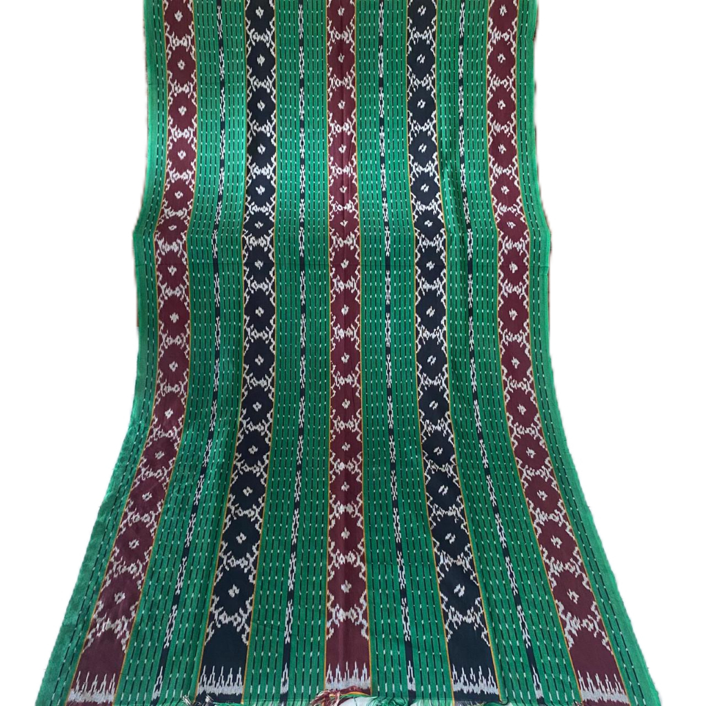Kain Tenun Troso Motif Khas NTT Hijau Daun Cerah Full Tenun Bahan Katun