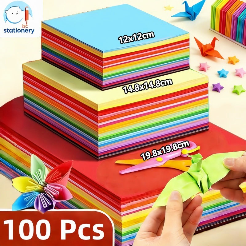 BC-Origami Paper / Kertas Lipat Origami 100 pcs 10 Warna Berbagai Ukuran