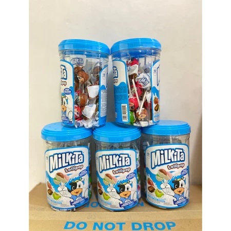 ( KARTON ) Permen Toples Jar Milkita Lolipop / Frio Lolipop - 1 Karton isi 8 Toples