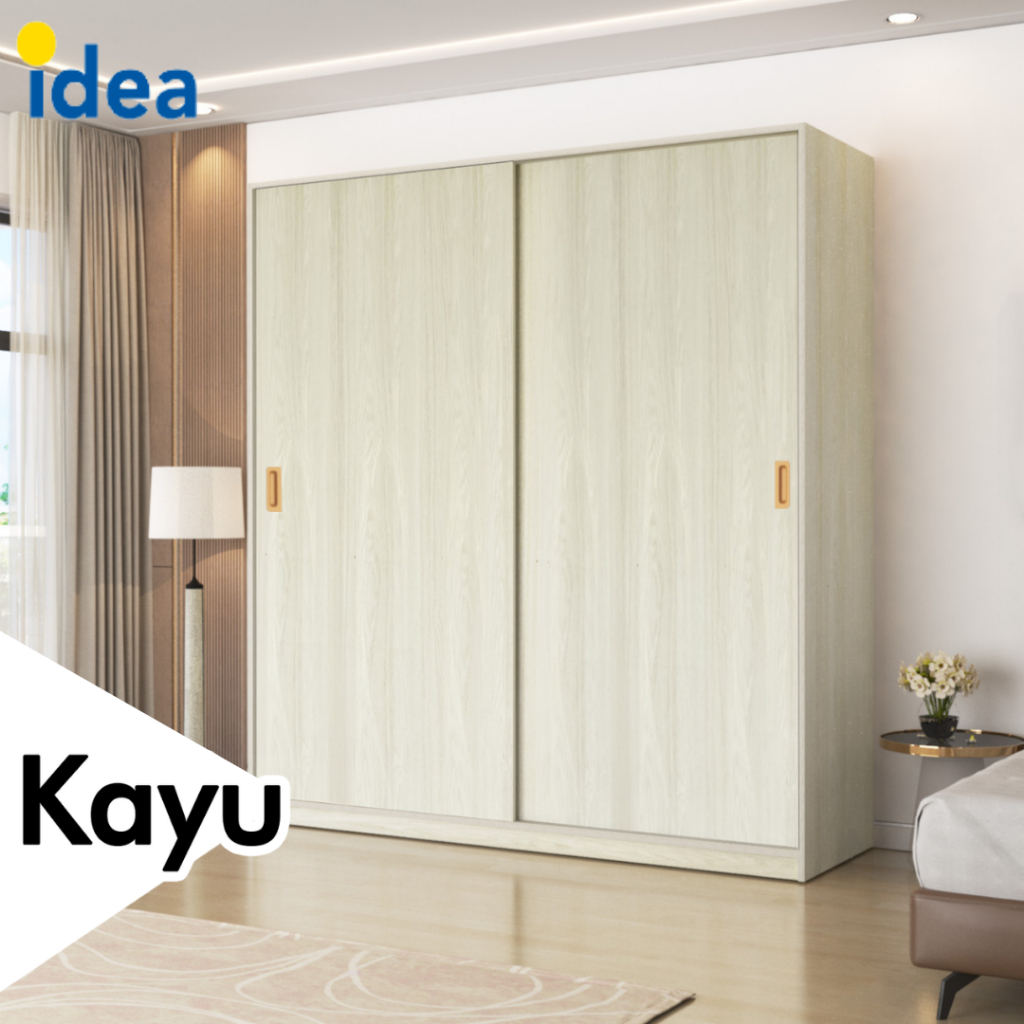 IDEA San Marino - Lemari Pakaian Kayu 2 Pintu Sliding / Geser Besar Modern Minimalis