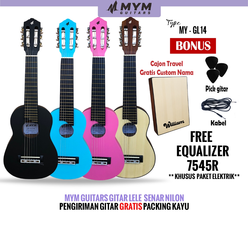 MYM Gitarlele Akustik Elektrik Senar Nilon FREE CAJON TRAVEL
