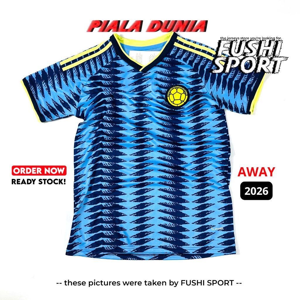 Jersey Baju Bola 2026 Colombia Away Piala Dunia Full Patch NEW