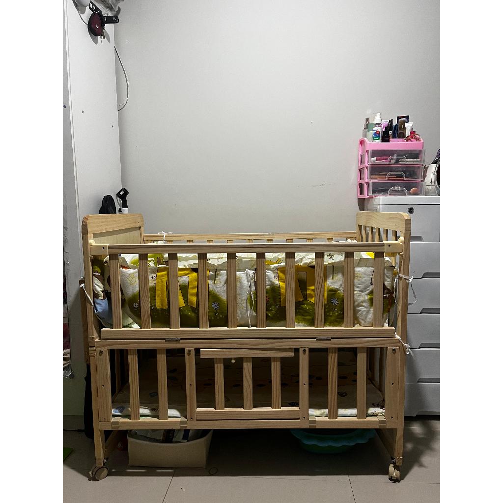 Tempat tidur kayu solid multifungsi Bayi/Box bayi/Kotak bayi/Mengayun - bed + mattress