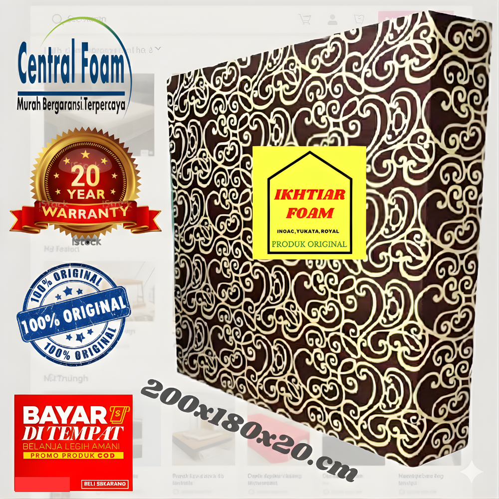 Kasur Busa central foam no 1 UKURAN 200 x 180 x 20 cm Garansi 20 Tahun central foam Asli