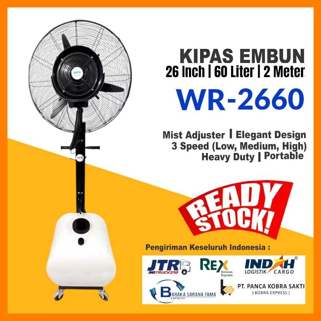 Kipas Embun 26" Fan Kipas Mist Kipas Angin Embun 60Ltr Tinggi 2Meter