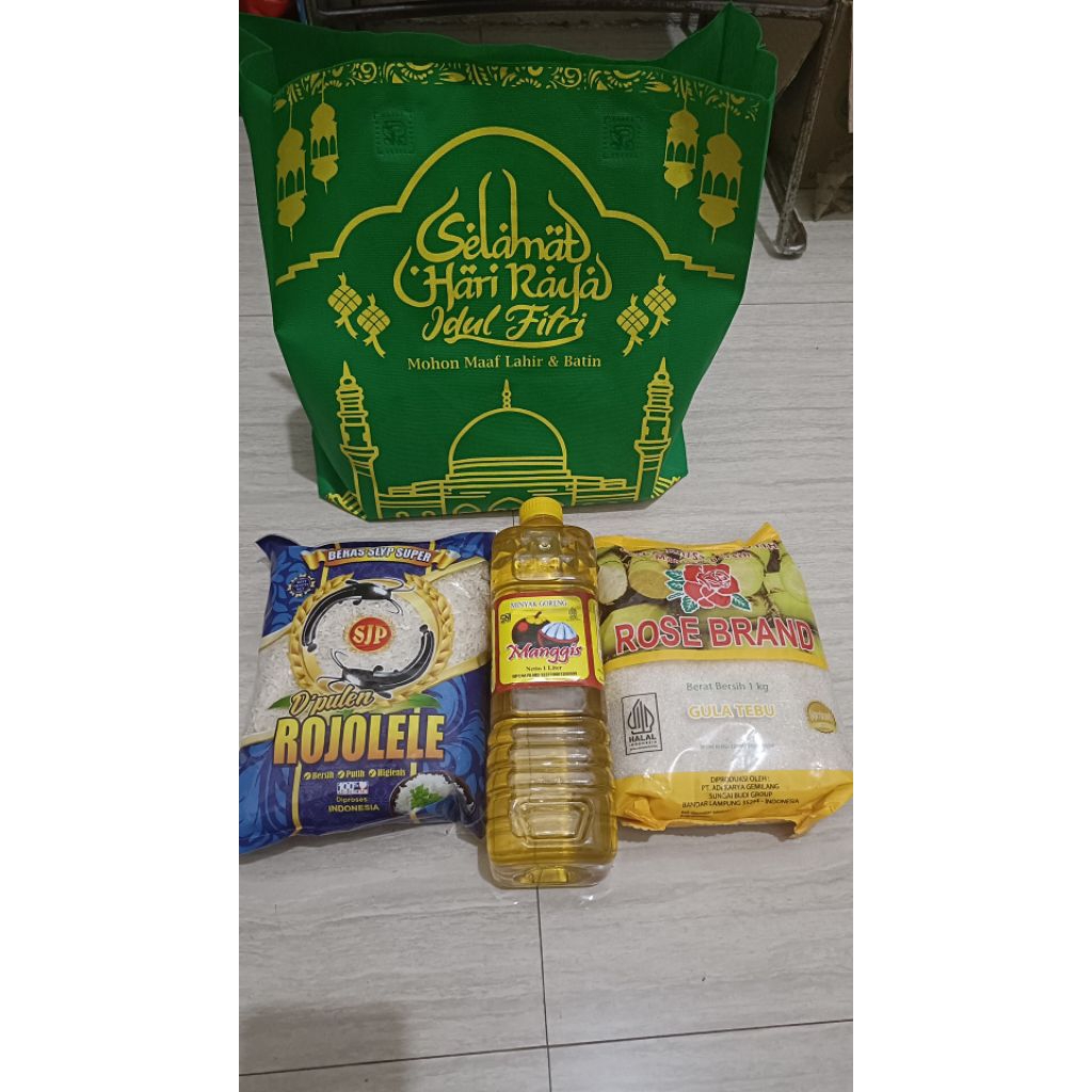paket sembako beras gula minyak 1 kg