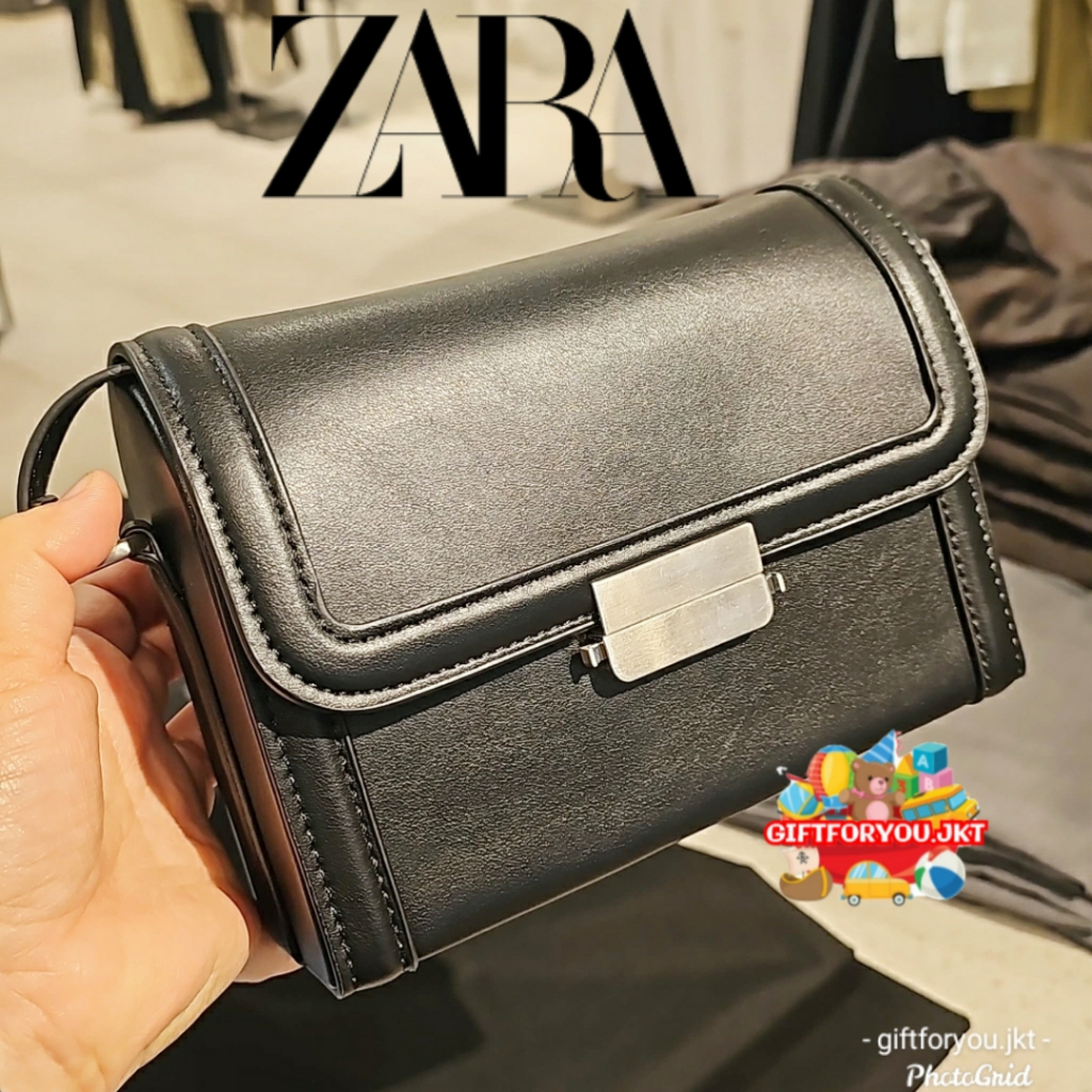 Zara Man Tas Selempang Kotak Hitam Black Mini Crossbody Cross Body Pria Cowok Laki-Laki Casual Kasua