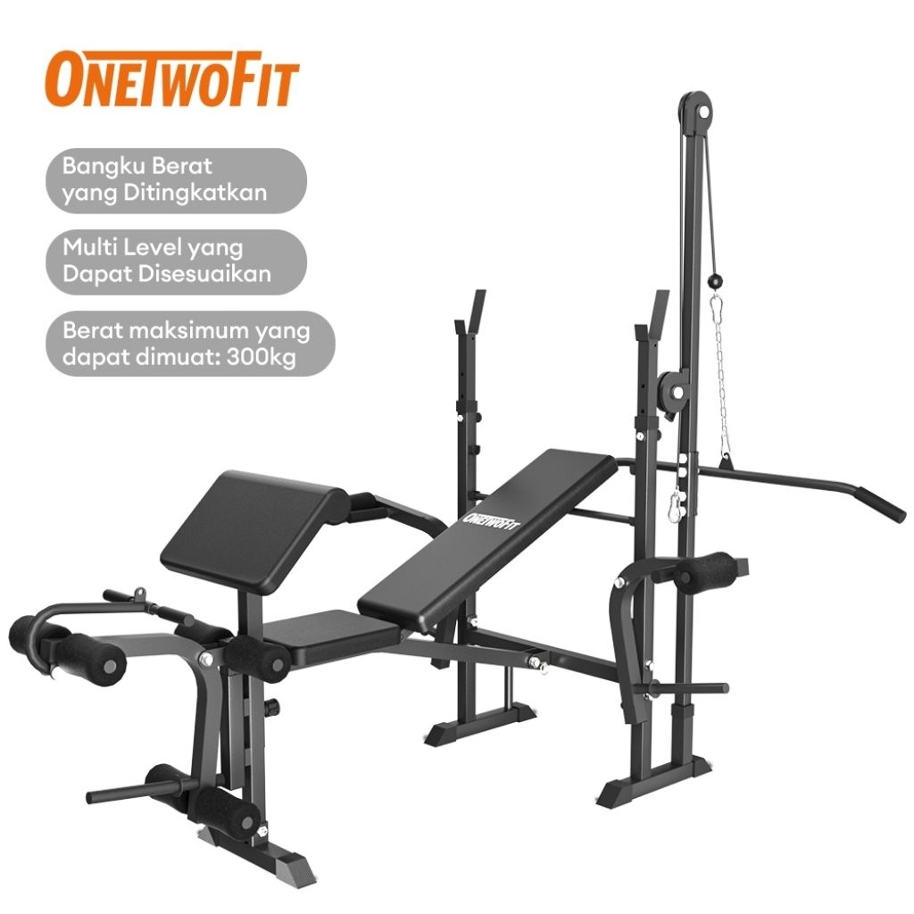 Second - Alat Gym Onetwofit Versi upgrade / premium Bangku Bench Press Multifungsi - Desain Lipat He