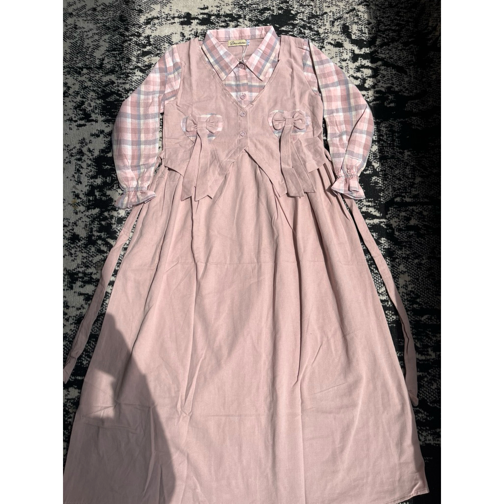 GAMIS SALUR ANAK PEREMPUAN KATUN TRISET (DRESS chornise)//original dns