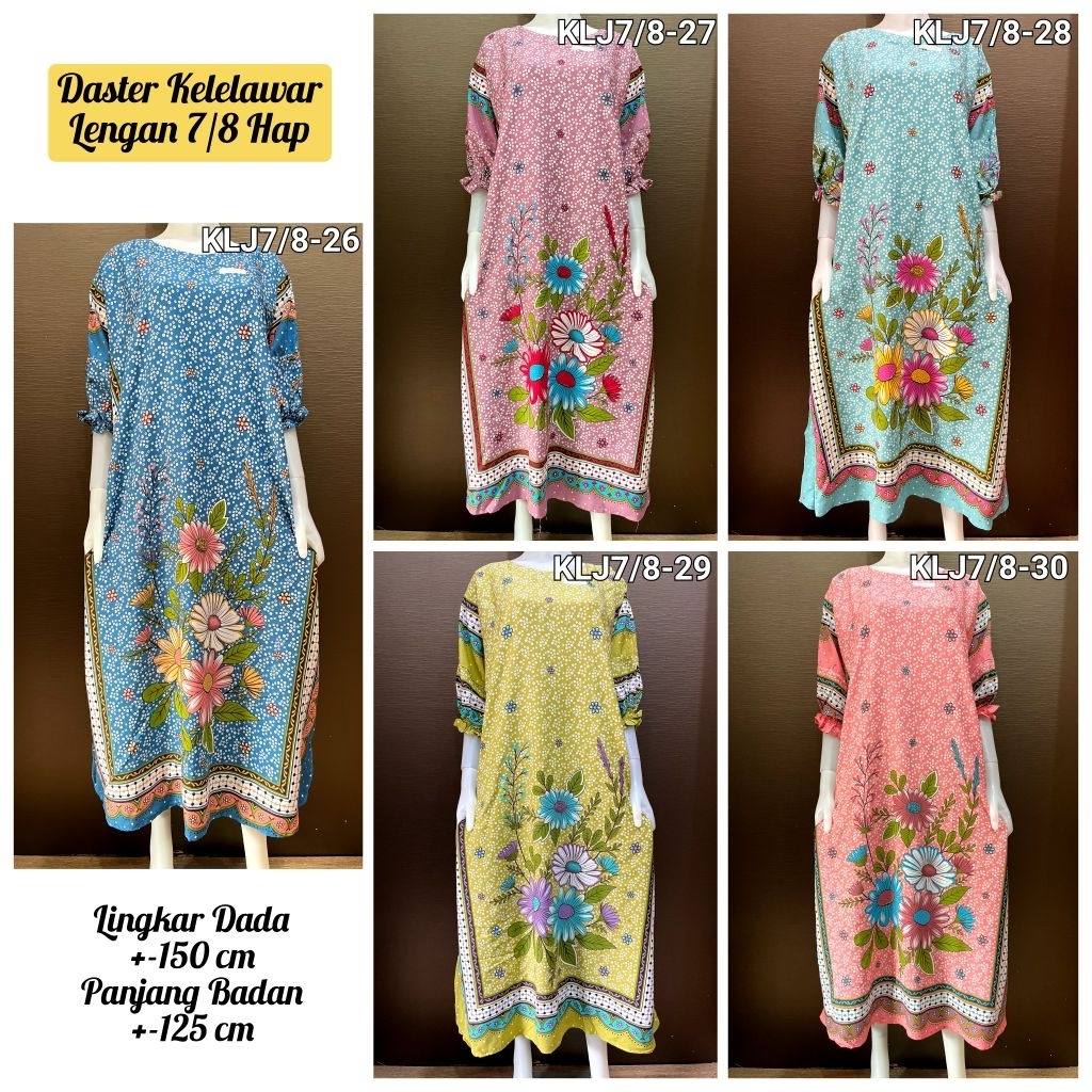 Daster HAP Kelelawar Jumbo Lengan 7/8 Cantik Adem Viral Kekinian Baju Tidur Kain Nyaman Wanita