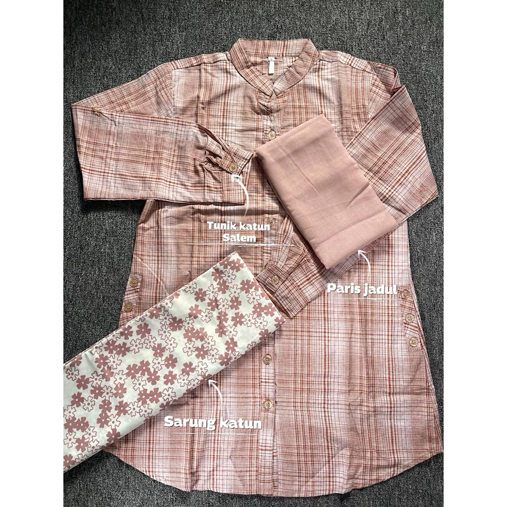 one set TUNIK/SARUNG/HIJAB PARIS by HYWAFA HIJAB