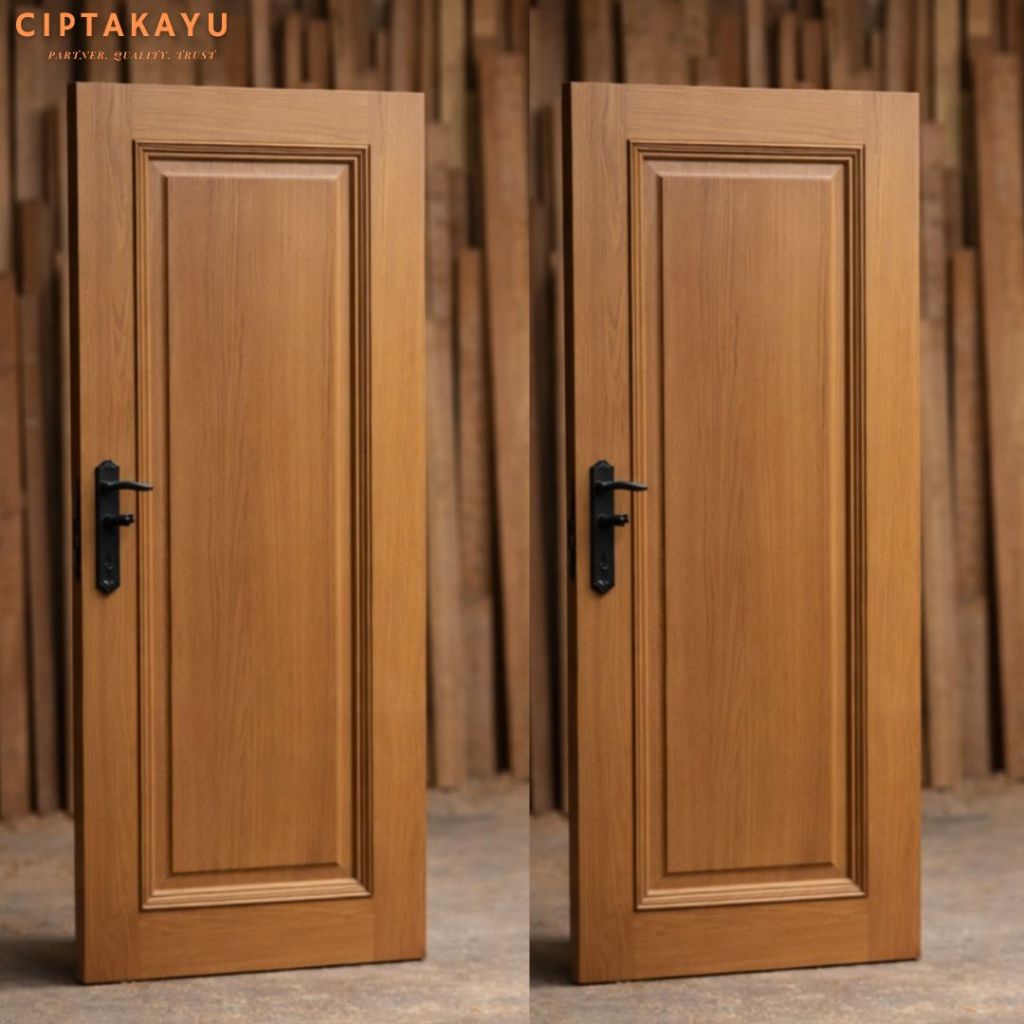 DAUN PINTU MINIMALIS 80X200 CM DOUBLE KAYU NYATOH / MERANTI / KAMPER #A01