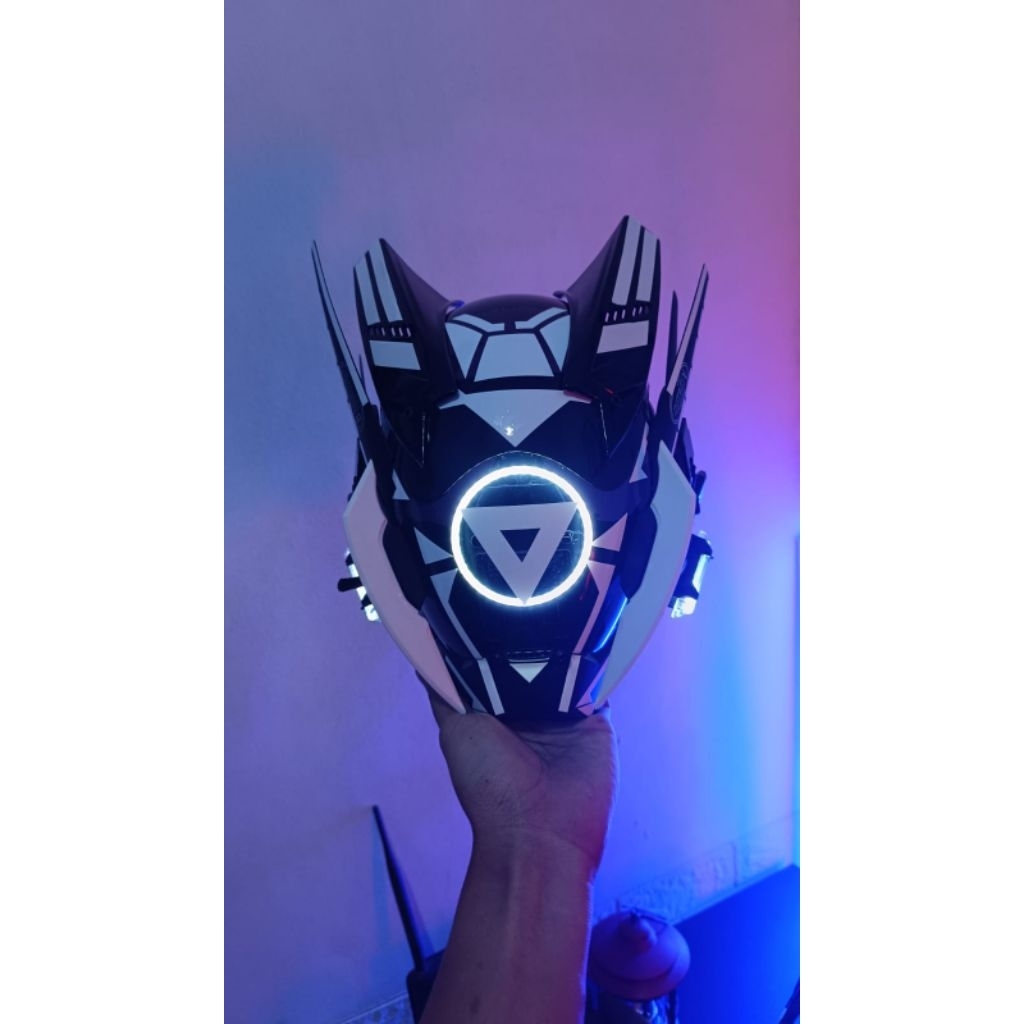 Cyberpunk Mask Helmet Custom DIY Cyberpunk Night City M-Clasp Armored Led White
