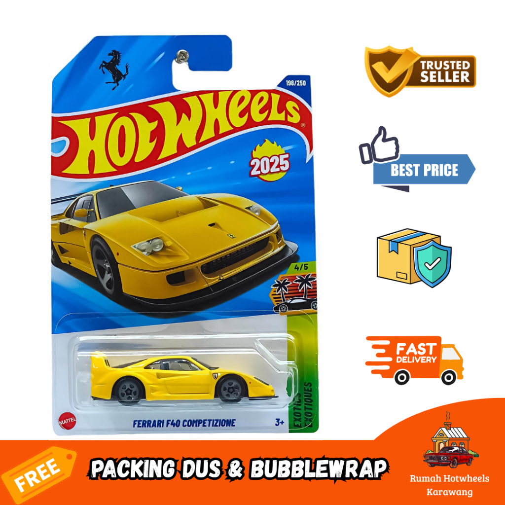 Hot Wheels - X.01 - Ferrari F40 Kuning - Hot wheels 1/64 Diecast