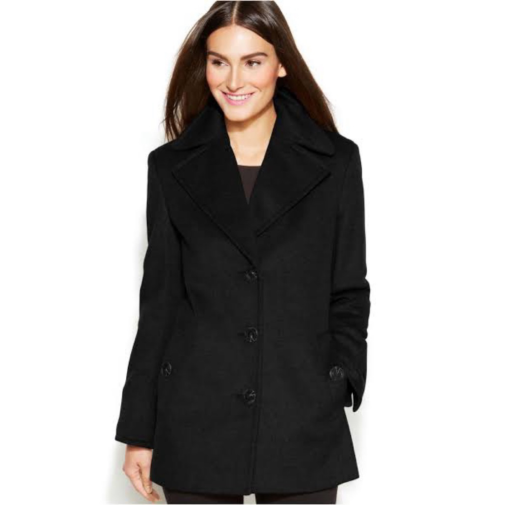 Calvin Klein Peacoat Trench Cashmere Wool Blend Coat NEW
