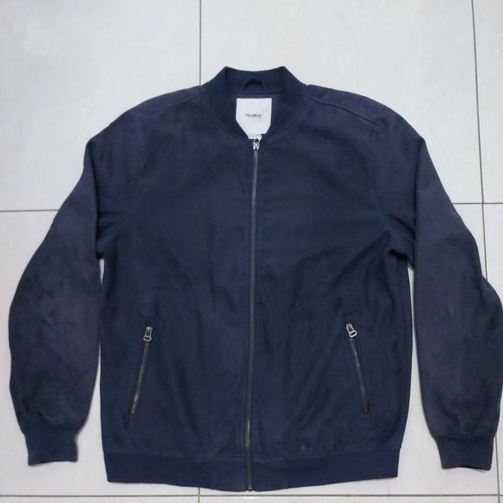Jaket Pull & Bear Suede Original Navy