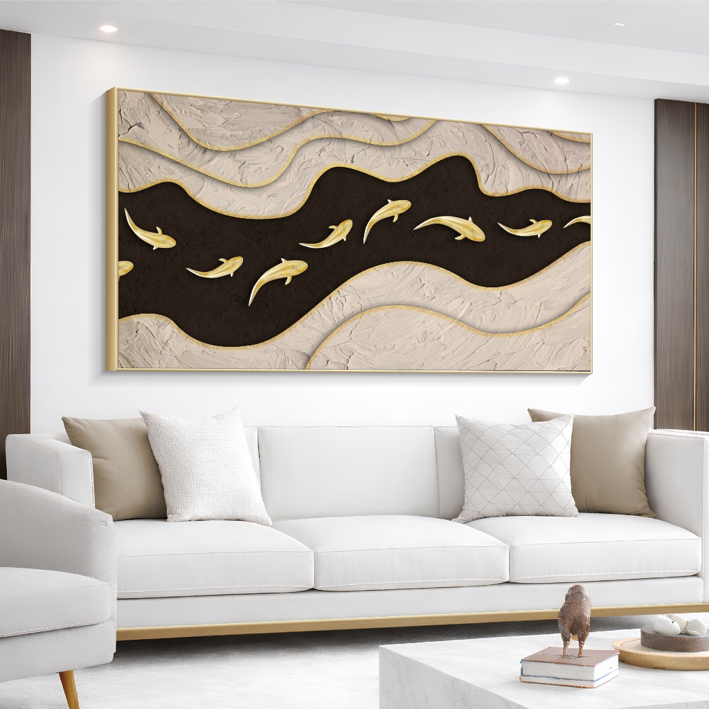 DVliving Hiasan Dinding Ruang Tamu Minimalis 120x60cm 80x40cm 60x30cm Kanvas + Bingkai - Lukisan Ika