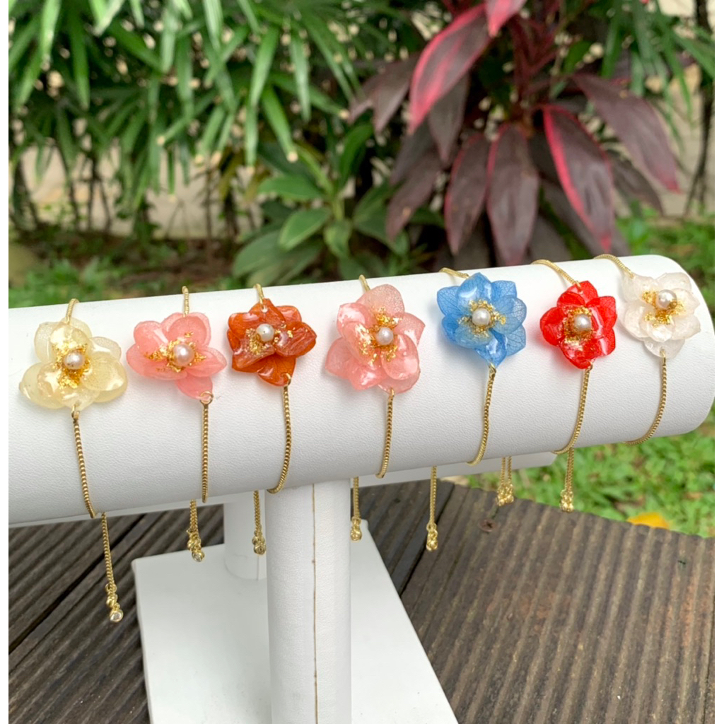 Gelang Bunga Kering ASLI / Hydrangea bracelet / gelang hydrangea / gelang resin bunga kering