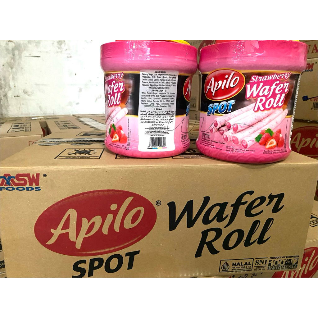 Apilo Wafer Roll Spot Strawberry 500 gram