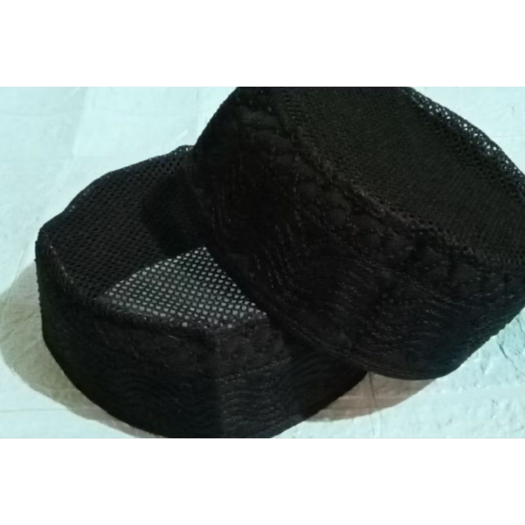 peci madinah jaring ikaf hitam tinggi 6cm