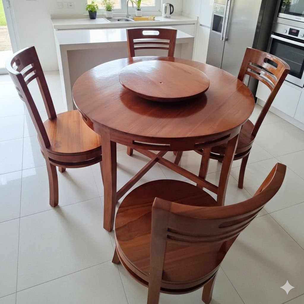 Meja makan kayu putar meja makan minimalis meja makan bulat