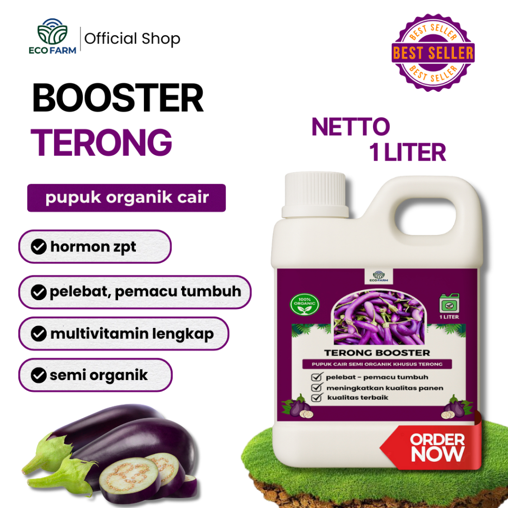 ECOFARM - BOOSTER TERONG 1 Liter - Pupuk organik Cair dan ZPT Khusus tanaman TERONG & Pelebat TERONG