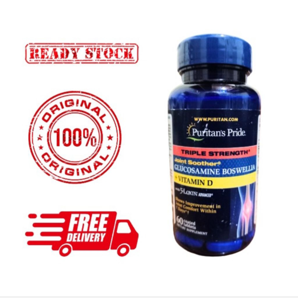 Puritans Pride Triple Strength Joint Soother Glucosamine Boswellia + Vitamin D / One Per Day Glucosa