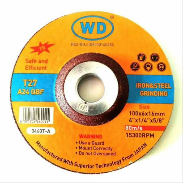 Grinding Wheel WD 4" Gurinda Poles Besi Dan Stainless Steel WD 4"