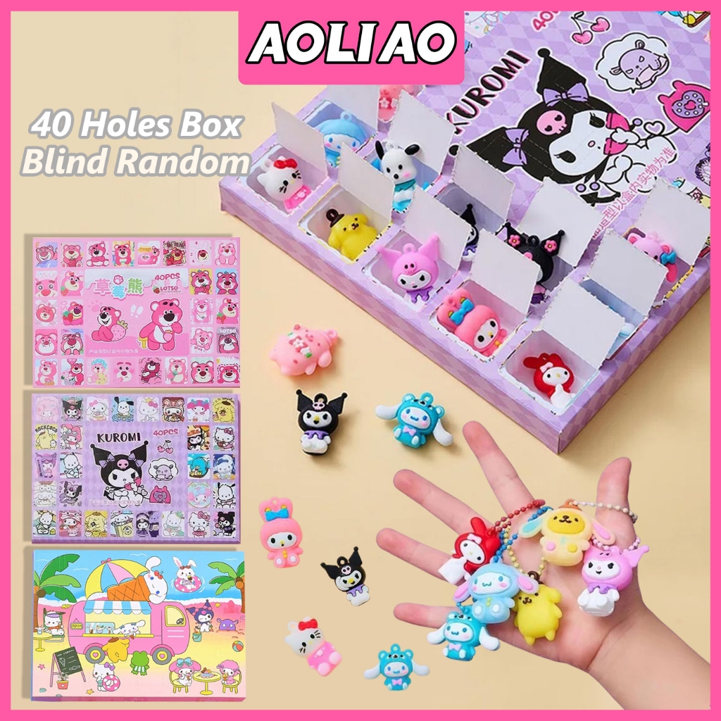 AOLIAO Gantungan Kunci Blind Box 40 Lubang Blind Box Acak Lotso Box