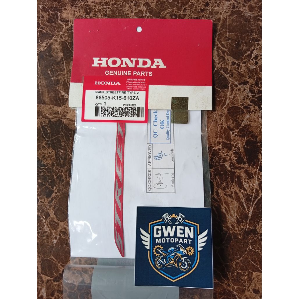Sticker Stiker Shroud Sayap Tangki Kiri Mark Streetfire Type 2 CB150R CB 150R K15M Merah Doff Matte 