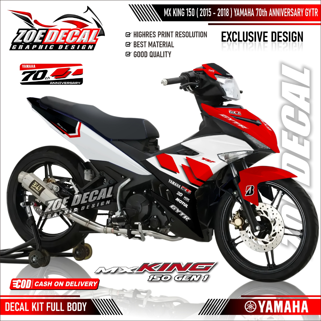 Terbaru Decal Yamaha MX KING 150 OLD 2016 2018 Full Body Motif / Livery YAMAHA 70th ANNIVERSARY GYTR