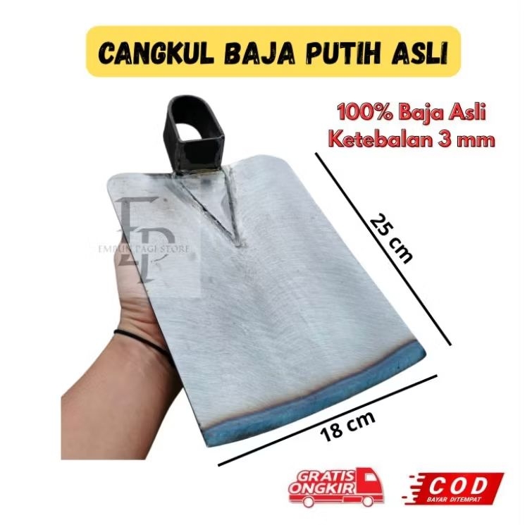 CANGKUL BAJA PUTIH FINISHING HALU - Cangkul Baja Putih Asli Super Tajam - Cangkul Pacul Anti Lengket