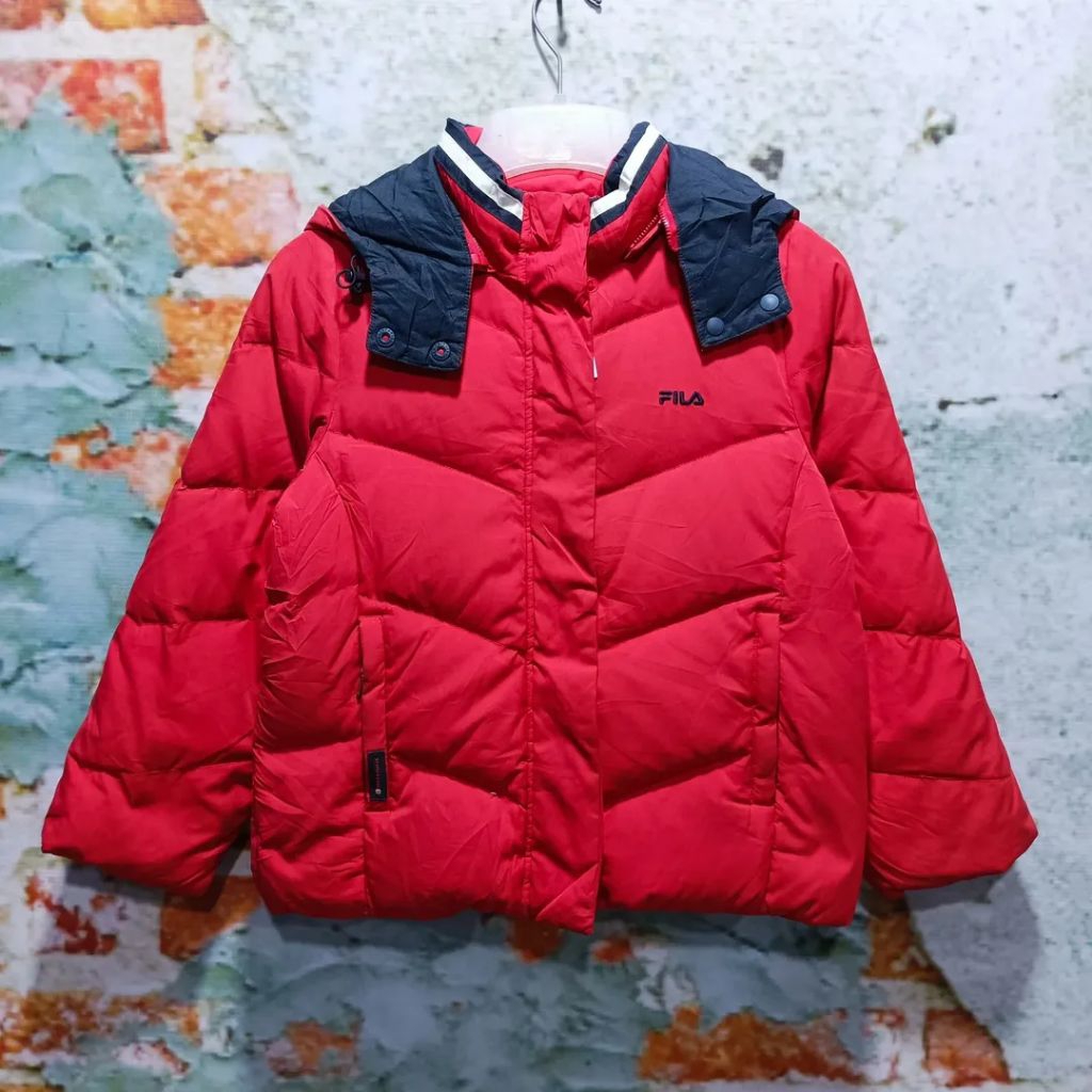 jaket gunung anak FILA bulu angsa size S (130) hangat anti angin bagus