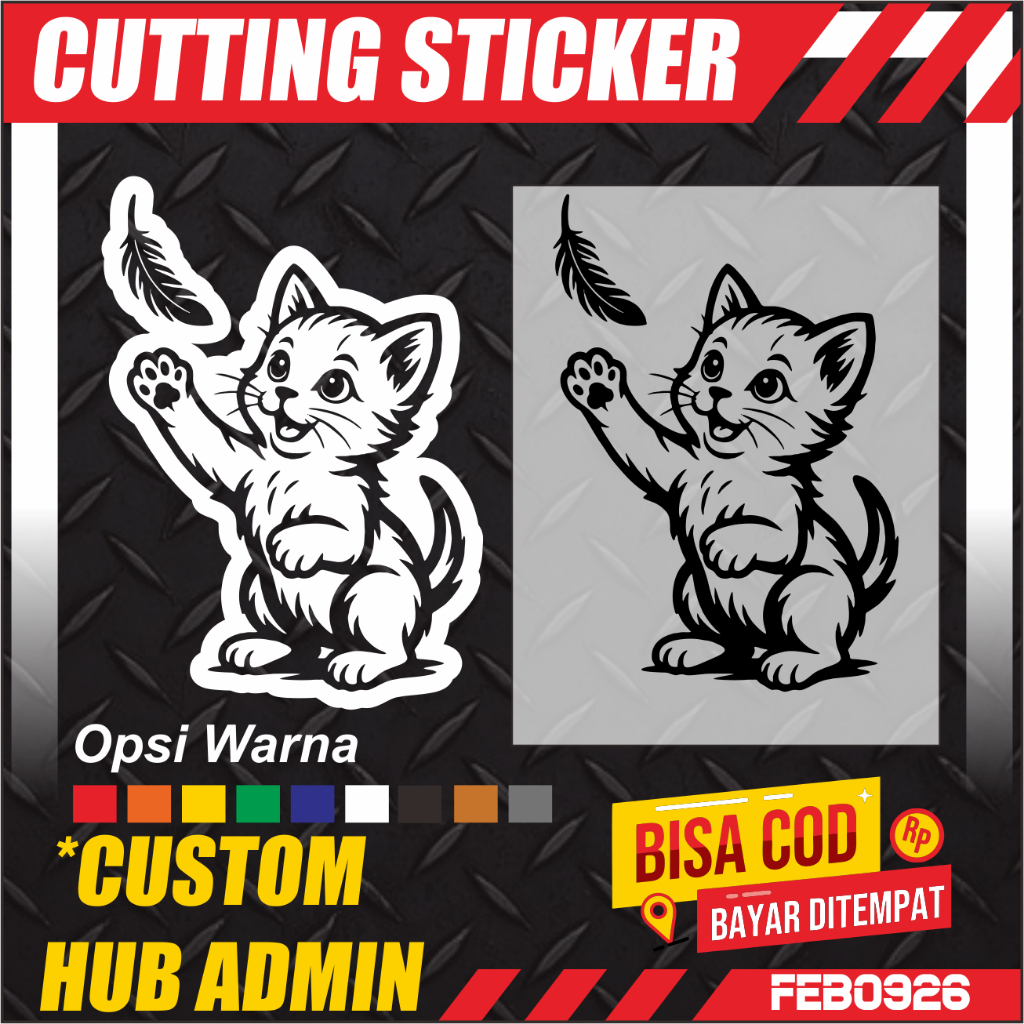 Cutting Sticker Mobil Gambar Kucing