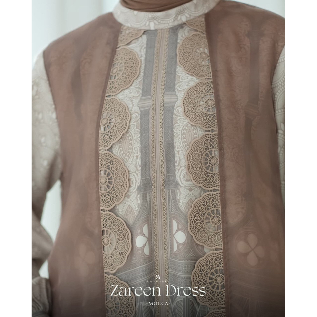 Zareen Dress by Shararea | Gamis Lebaran Kondangan Formal Organza Brokat Lengan Balon