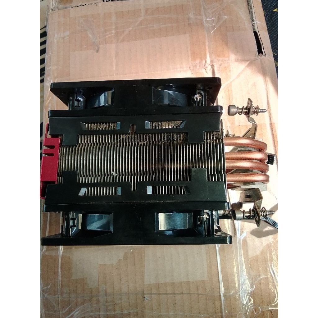 HSF cooler master tower dual fan LED merah