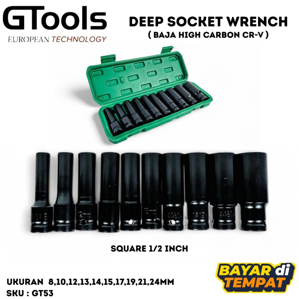 GTOOLS EROPA GT53 Mata Shock Baja Deep impact wrench 1/2inch 8mm sampai 24mm