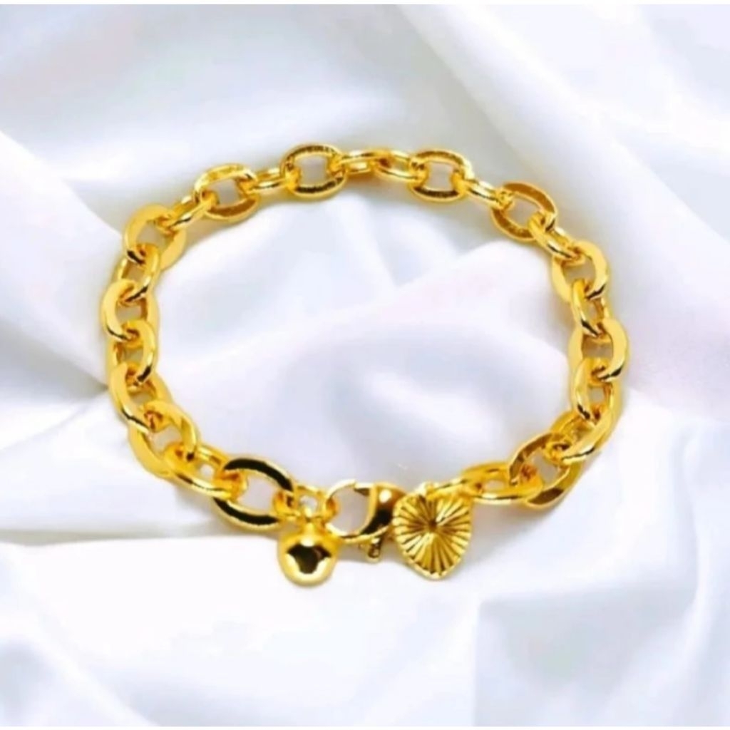 Gelang Rantai Koin Logam Aksesories Wanita Dewasa Lapis Emas Anti Karat