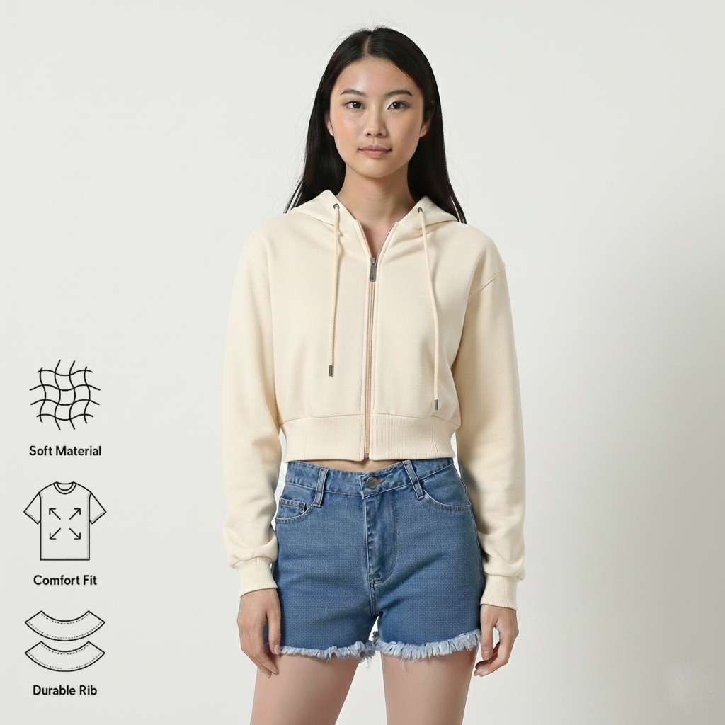 OBLO Hoodie Sweater Crop Zipper Oversize Hoodie Crop Polos