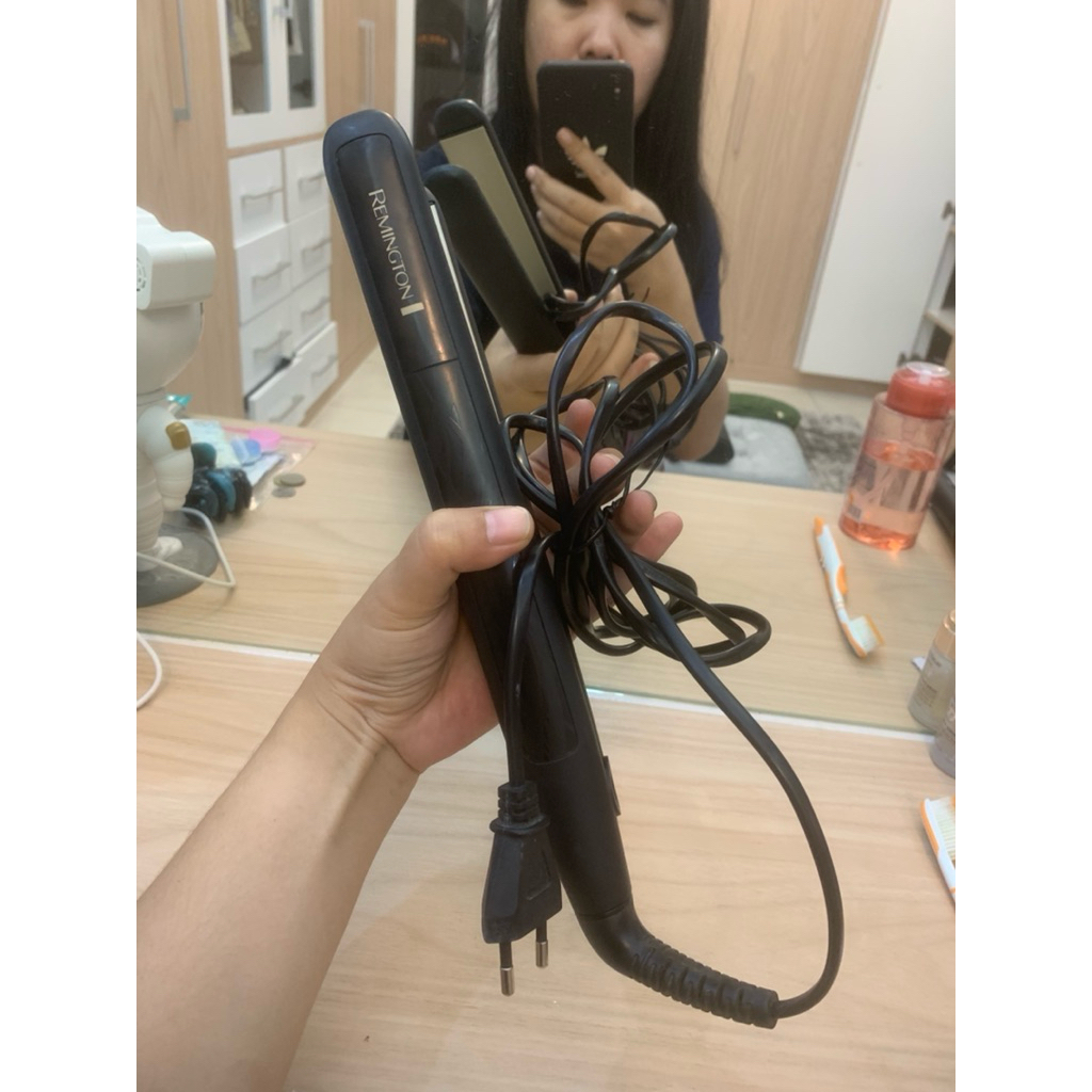 catok rambut remington 2 in 1 bisa lurus bisa curly detail ada divideo dan foto juga deskripsi , ori