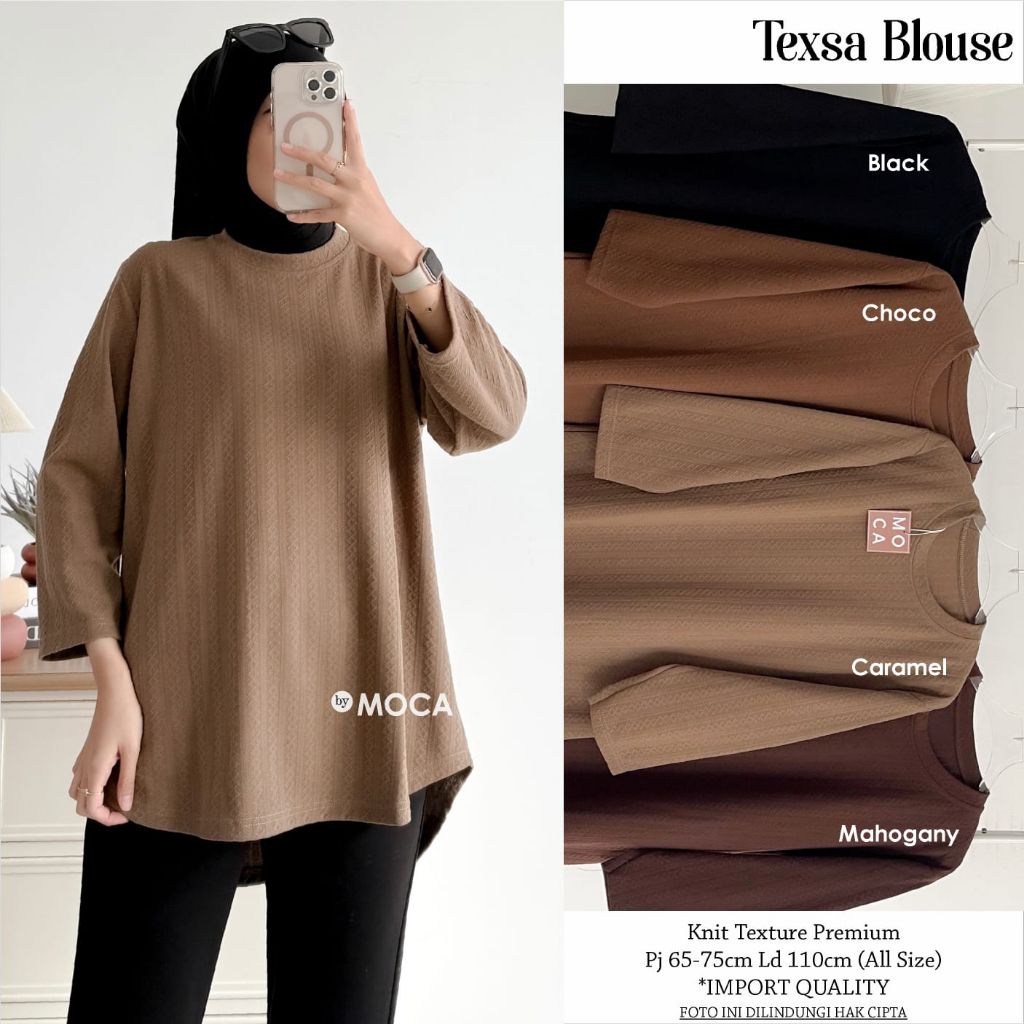 Texsa Blouse Atasan Jumbo Allsize Premium Knit Uniqlo Original Ori Moca Berlabel