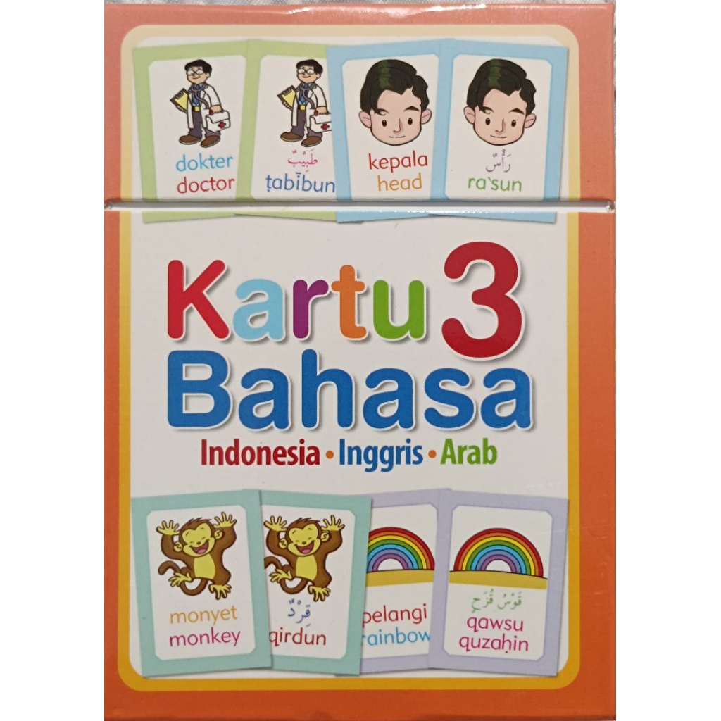 Erlangga for kids Flash Card Kartu 3 bahasa Indonesia Inggris Arab 3bhs