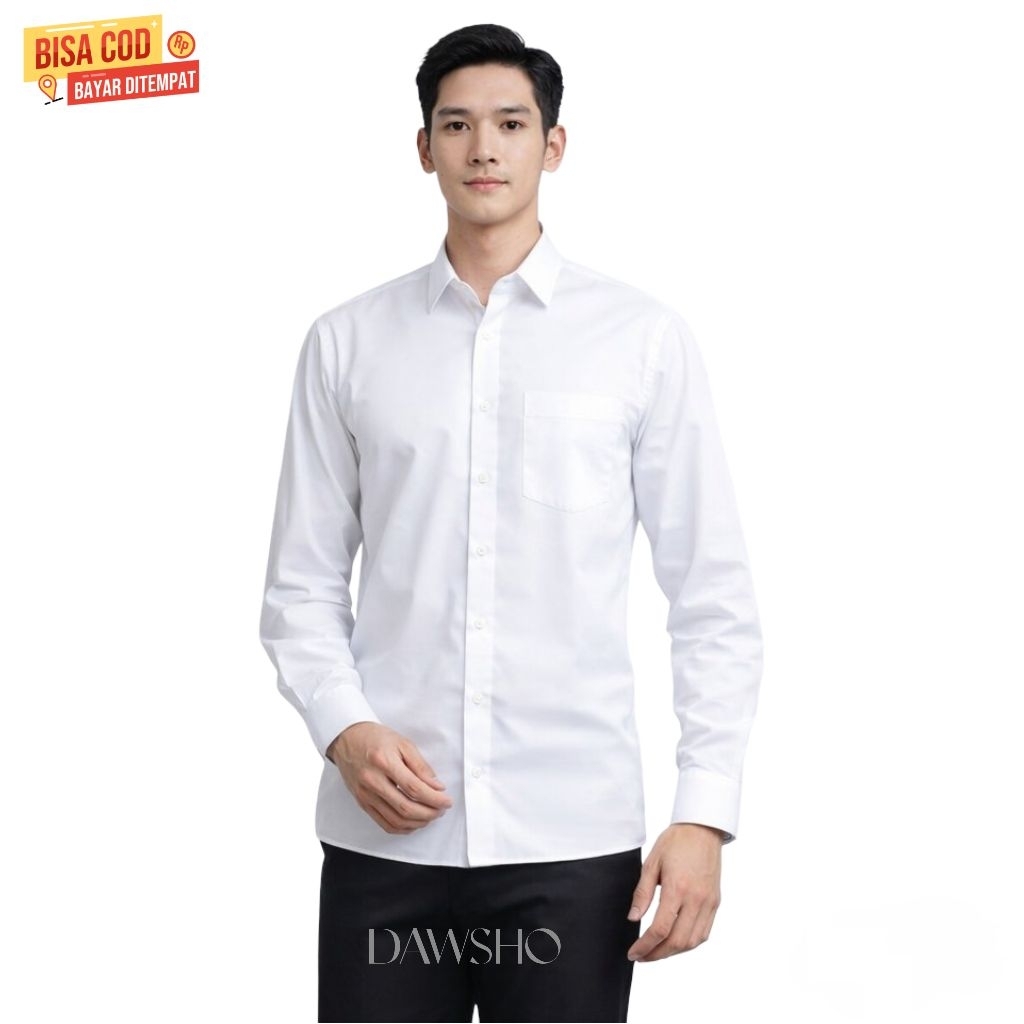 Kemeja Polos Pria Lengan Panjang Putih / Kemeja Pria Putih Polos / Kemeja Formal