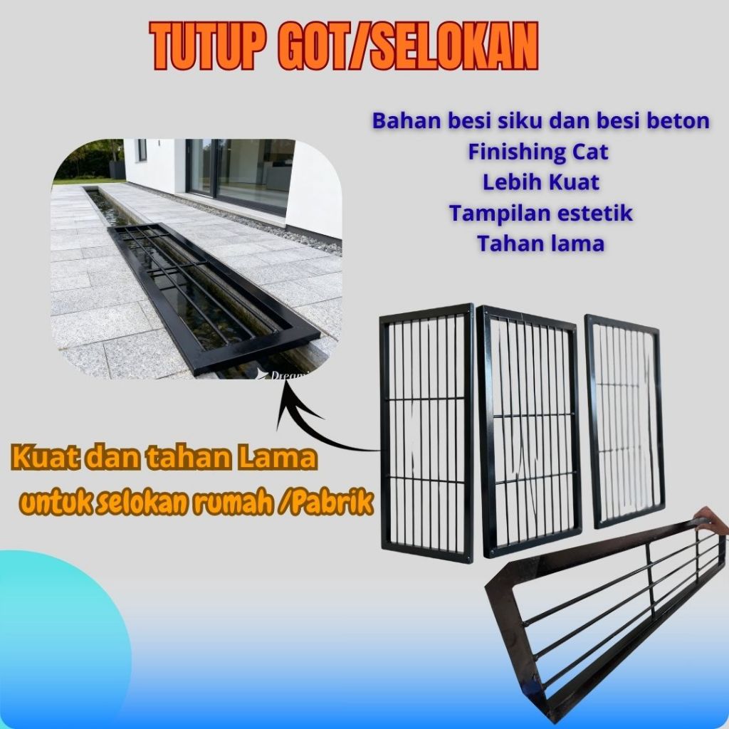 Tutup Selokan/Got Bahan Besi Behel Murah